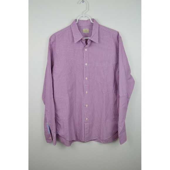 J Crew Secret Wash Shirt Striped 2 Ply Medium - Picture 4 of 4